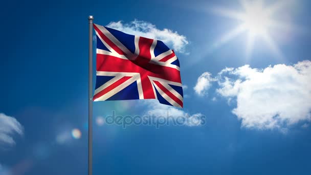 Bandera de la Unión ondeando contra cielo — Vídeo de stock
