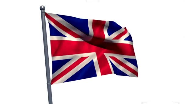 Britse vlag zwaaien tegen witte achtergrond — Stockvideo