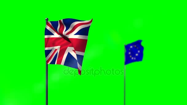Union flag and European flag waving — Stock Video