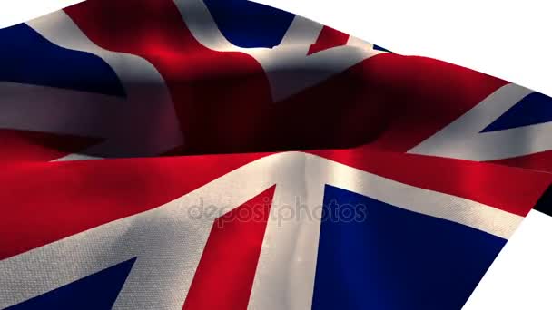 영국 국기를 흔들며 흰색 배경에 대해 — 비디오