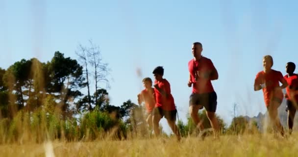 Trainer trainiert Kinder im Bootcamp — Stockvideo