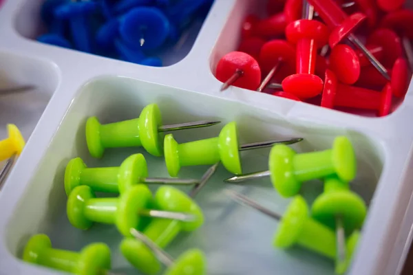 Close up of colorful paper pins — Stock Photo, Image