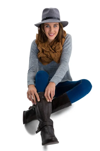 Young woman wearing boots — Stock Photo, Image