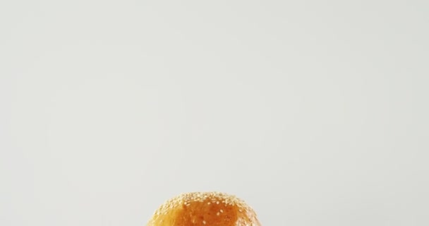 Гамбургер и картошка фри в тарелке — стоковое видео