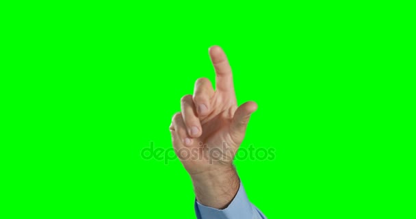 Közeli kép a kéz segítségével futurisztikus digitális kijelzővel — Stock videók