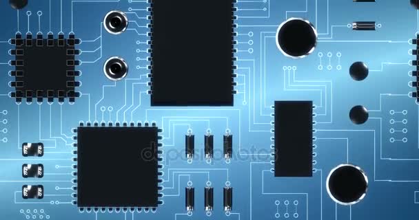 Primer plano de la placa de circuito electrónico — Vídeos de Stock