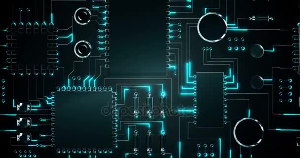 Primer plano de la placa de circuito electrónico — Vídeos de Stock