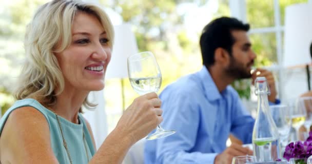 Frau bei einem Glas Wein — Stockvideo