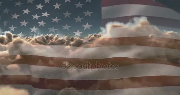 Bandera de los Estados Unidos ondeando — Vídeos de Stock