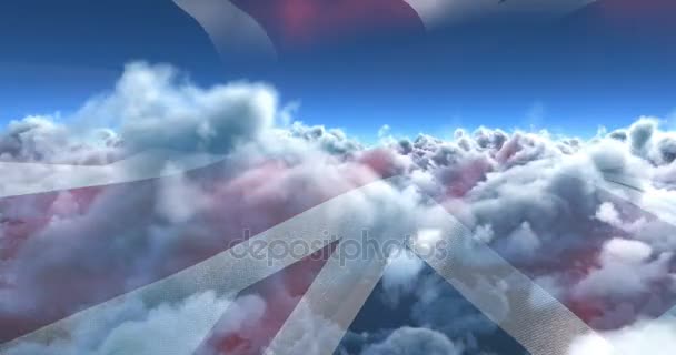 Flag of England waving against sky and clouds — Stock Video