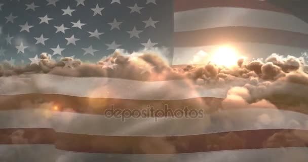 Bandeira dos Estados Unidos acenando — Vídeo de Stock