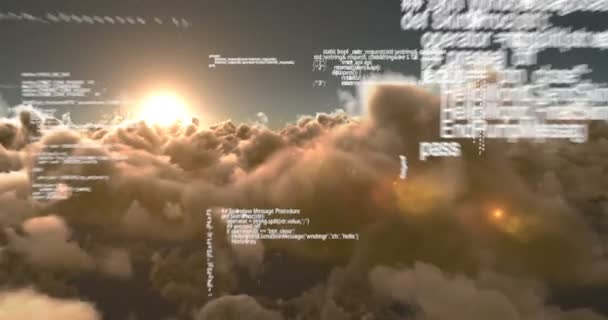 Código binário contra nuvens brancas — Vídeo de Stock