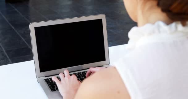 Female executive using laptop — Stock Video