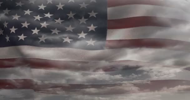 Bandeira dos Estados Unidos acenando — Vídeo de Stock