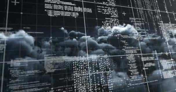 Binary code against white clouds — Stock Video