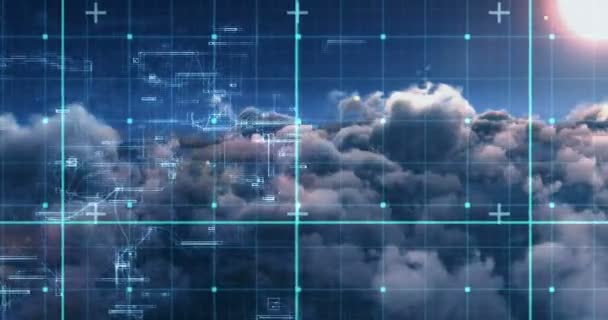 Bináris kód ellen fehér felhők — Stock videók