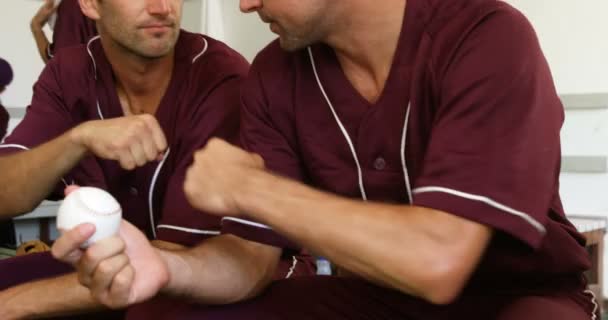 Rugby players in dressing room — Stock Video