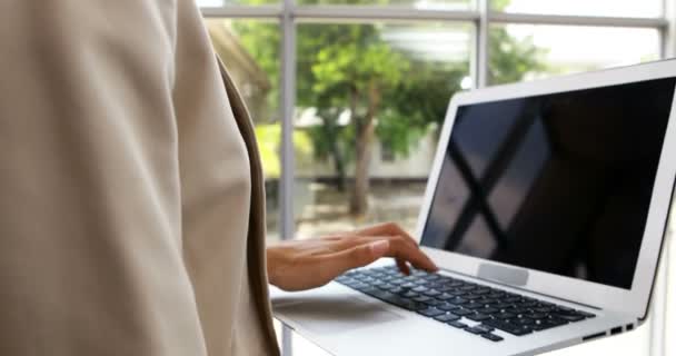 Geschäftsfrau benutzt Laptop im Büro — Stockvideo