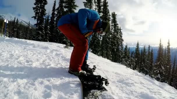 Snowboarder en snowboard — Video