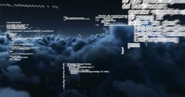 Binary code against white clouds — Stock Video