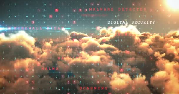 Binary code against white clouds — Stock Video