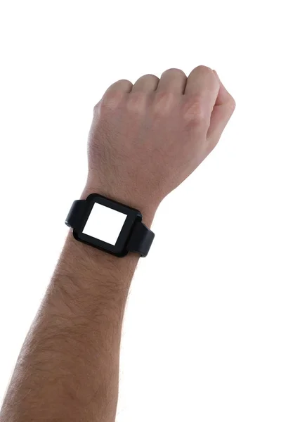 Primer plano del hombre usando smartwatch — Foto de Stock