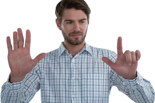 Man gesturing against white background — Stock Photo, Image