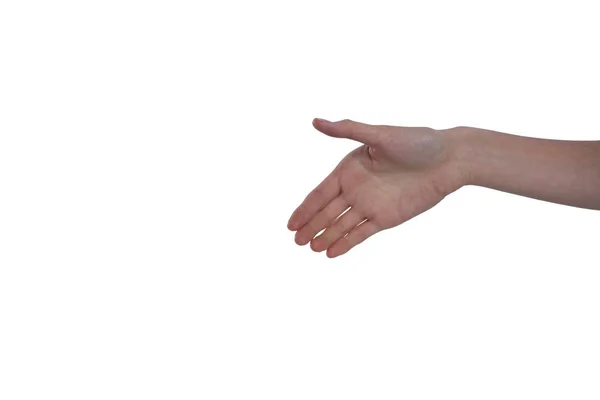Zbliżenie dłoni przed biały — Zdjęcie stockowe
