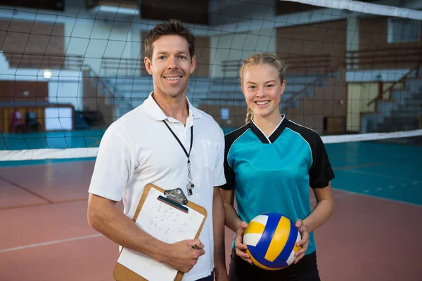 Male coach and volleyball player — Stock Photo, Image