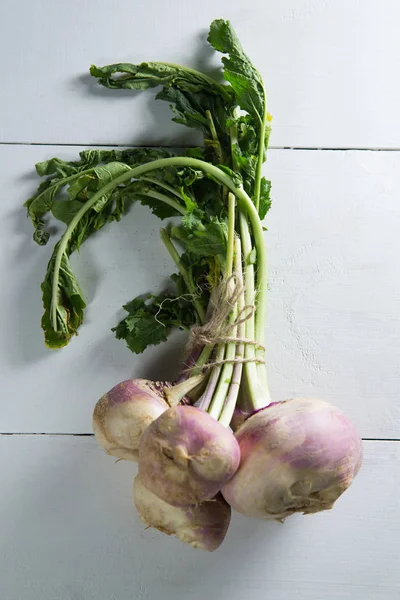 Overhead view of  turnips on table — Stock Photo, Image