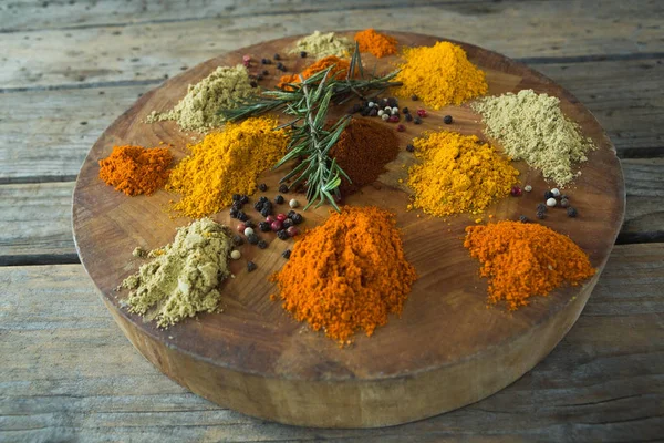 Various type of spices on board — Stock Photo, Image