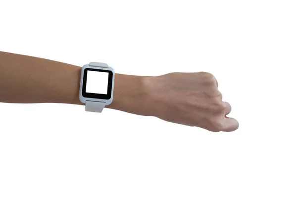 Frauenhand zeigt Smartwatch — Stockfoto