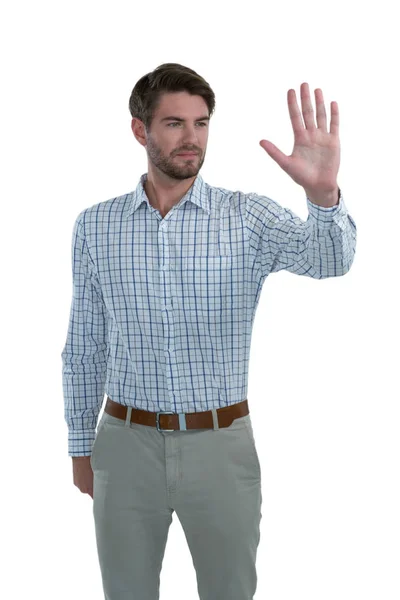 Man göra en gest stoppskylt — Stockfoto