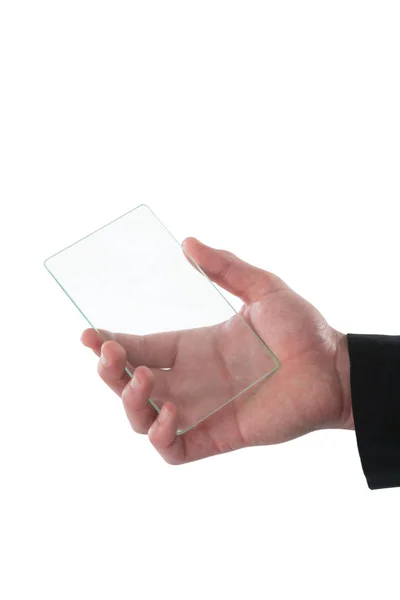 Bijgesneden hand van zakenman holding interface — Stockfoto