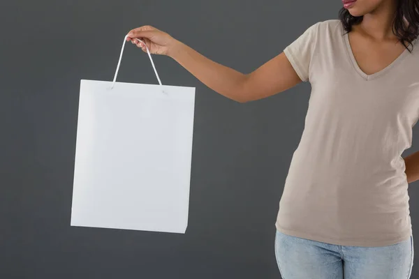 Mujer sosteniendo bolsa de compras —  Fotos de Stock