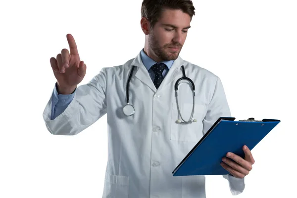 Male doctor using invisible screen — Stock Photo, Image