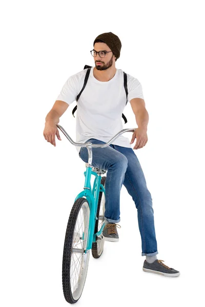 Uomo in posa con bicicletta — Foto Stock