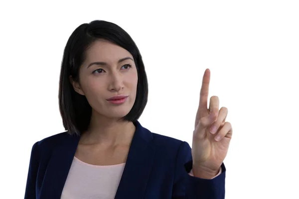 Businesswoman using invisible screen — Stock Photo, Image