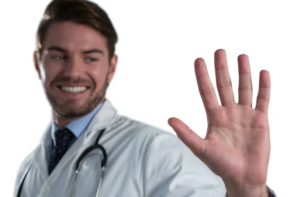 Male doctor using invisible screen — Stock Photo, Image