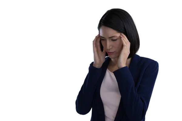 Iş kadını baş ağrısı muzdarip — Stok fotoğraf