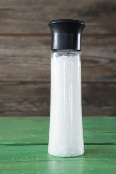 White sea salt in shaker bottle — Stock Photo, Image