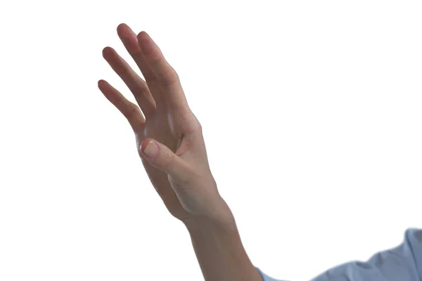 Γυναικείο χέρι χρησιμοποιώντας αόρατο οθόνη — Φωτογραφία Αρχείου