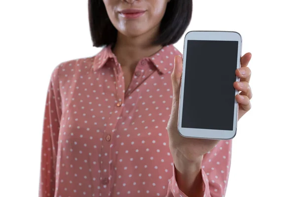 Mujer mostrando teléfono móvil —  Fotos de Stock