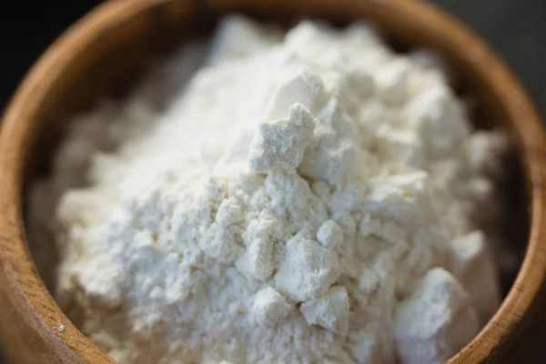 High angle view of flour in bowl — Stock Photo, Image