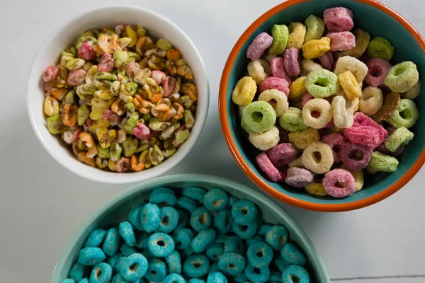 Bowls of various breakfast — Stock Photo, Image