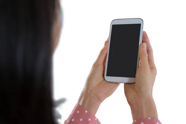 Frau benutzte Handy — Stockfoto