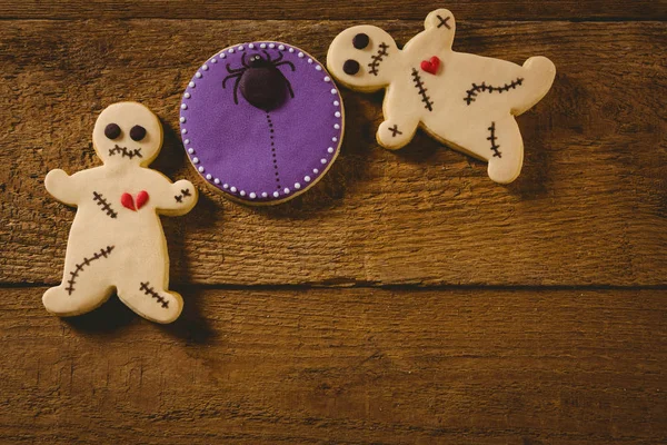 Visão aérea de biscoitos de Halloween na mesa — Fotografia de Stock