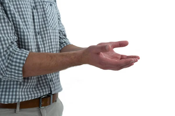 Man with cupped hands — Stock Photo, Image