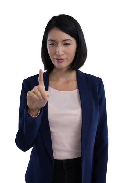 Businesswoman using invisible screen — Stock Photo, Image