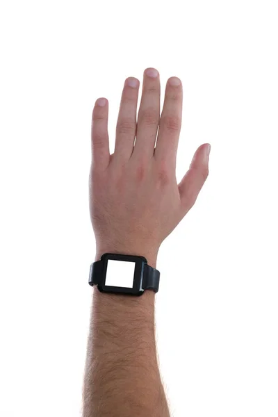 Közelkép az ember visel smartwatch — Stock Fotó